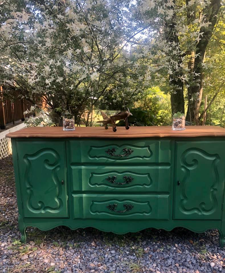 A Bold Pop of Green: My Park Bench Buffet Makeover